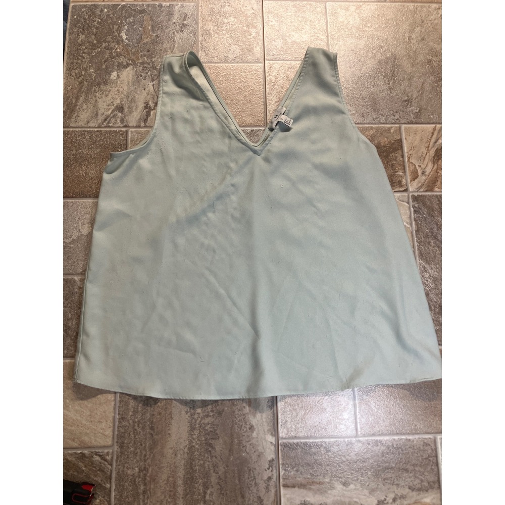 MALSTON V Neck Sleeveless Top MINT GREEN XL